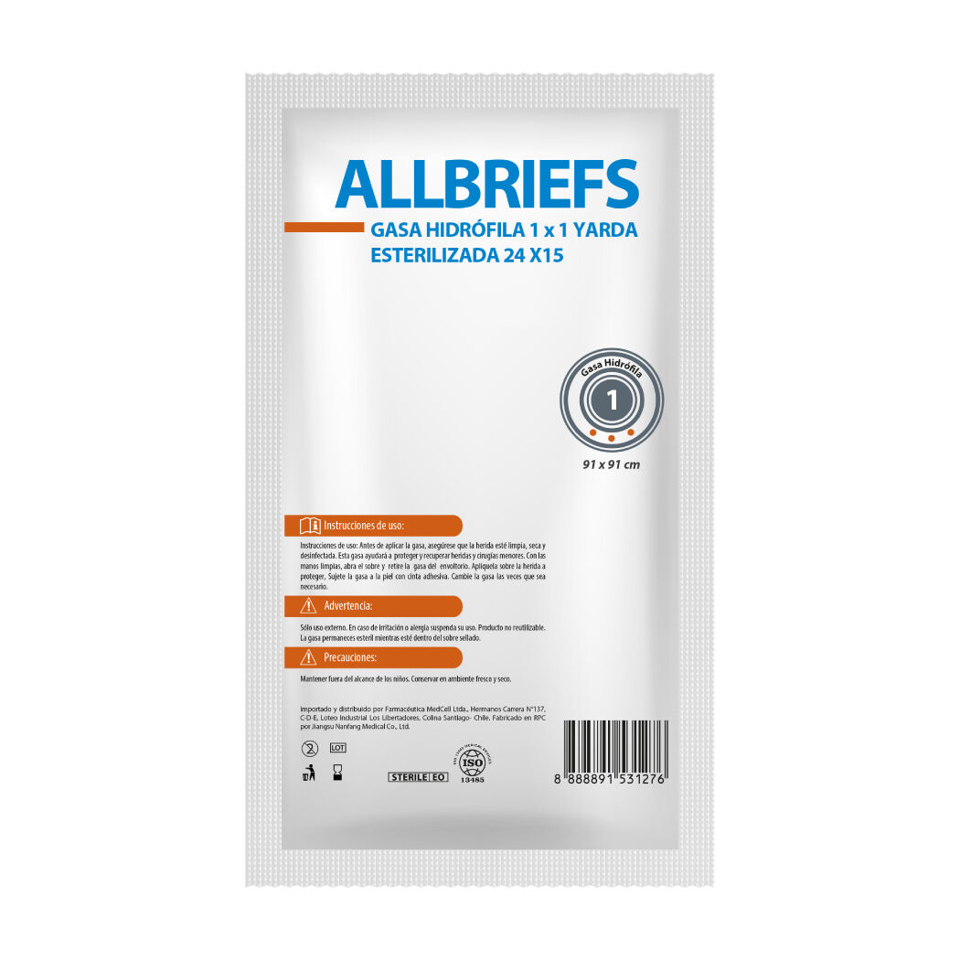 Allbriefs Gasa Esterilizada 1x1 Yarda
