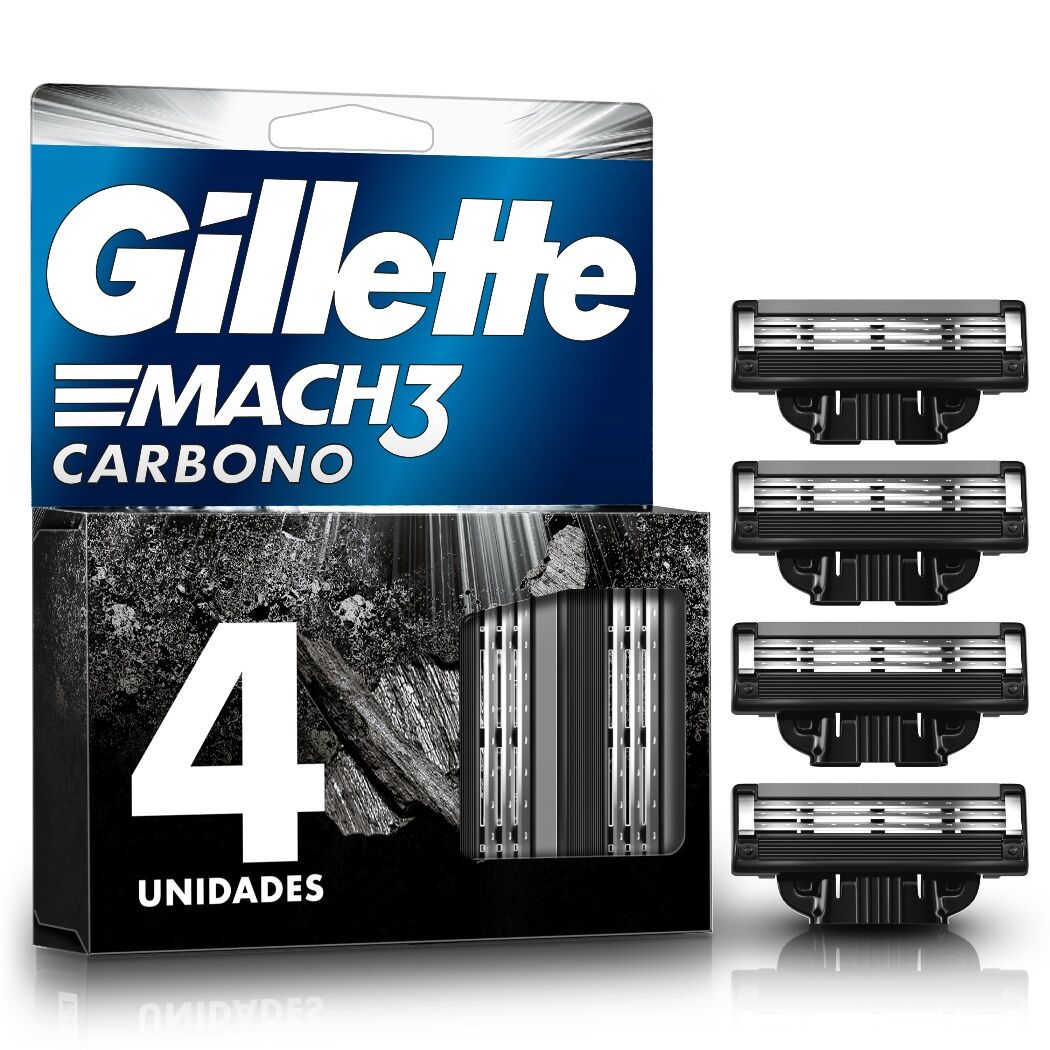 Repuesto para Máquina de Afeitar Gillette Mach3 Carbono 4 Unidades