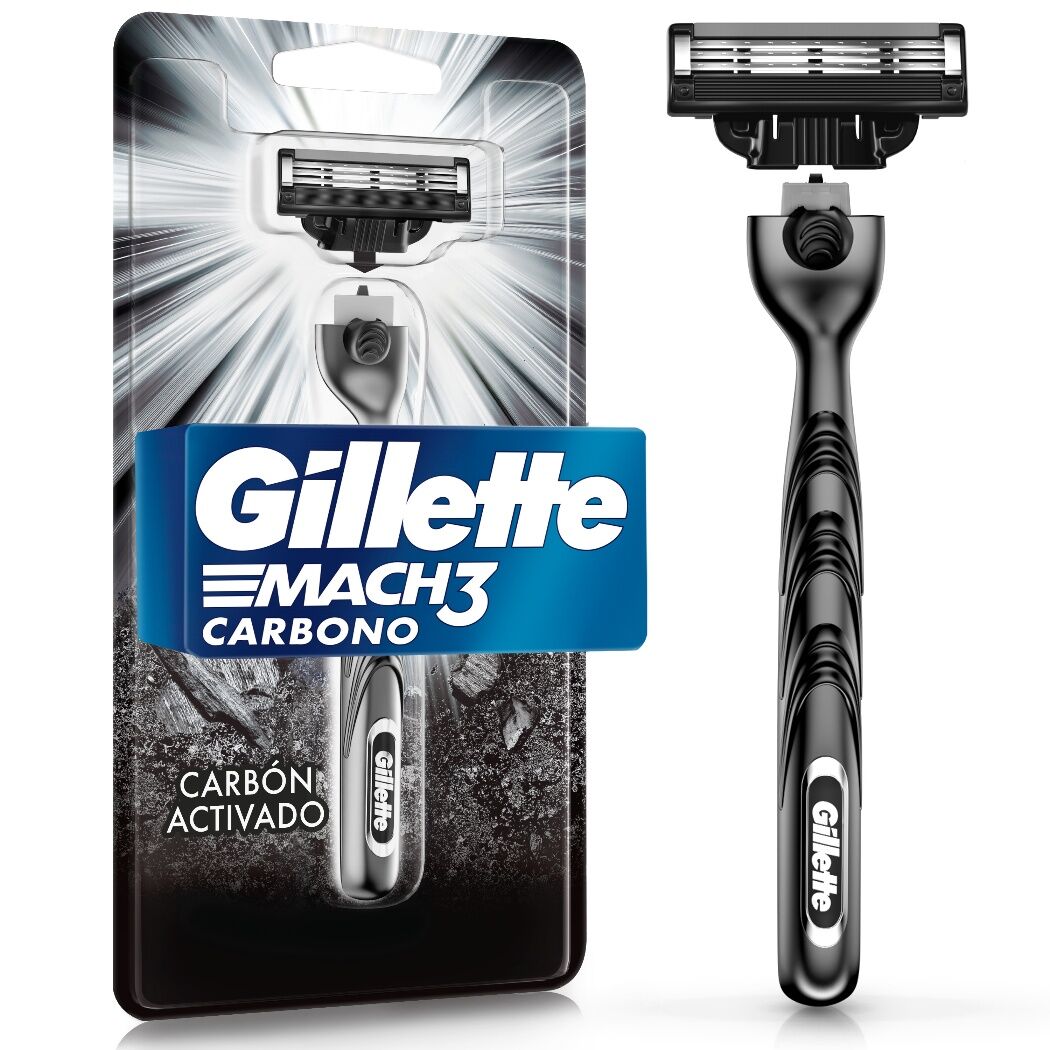 Máquina de Afeitar Gillette Mach3 Carbono con Carbón Activado 1 Unidad
