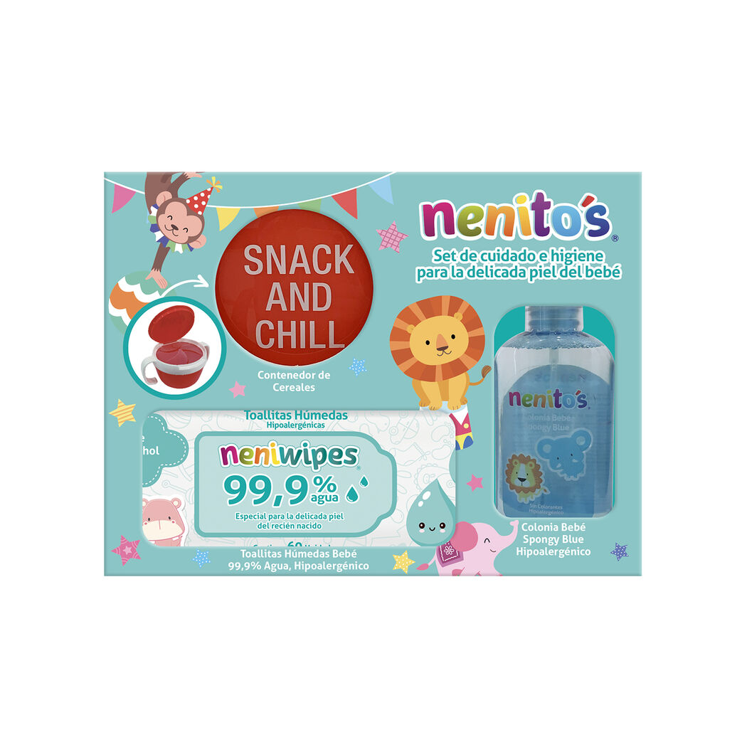 Pack Nenitos Toalla Húmeda + Colonia + Container de Cereales