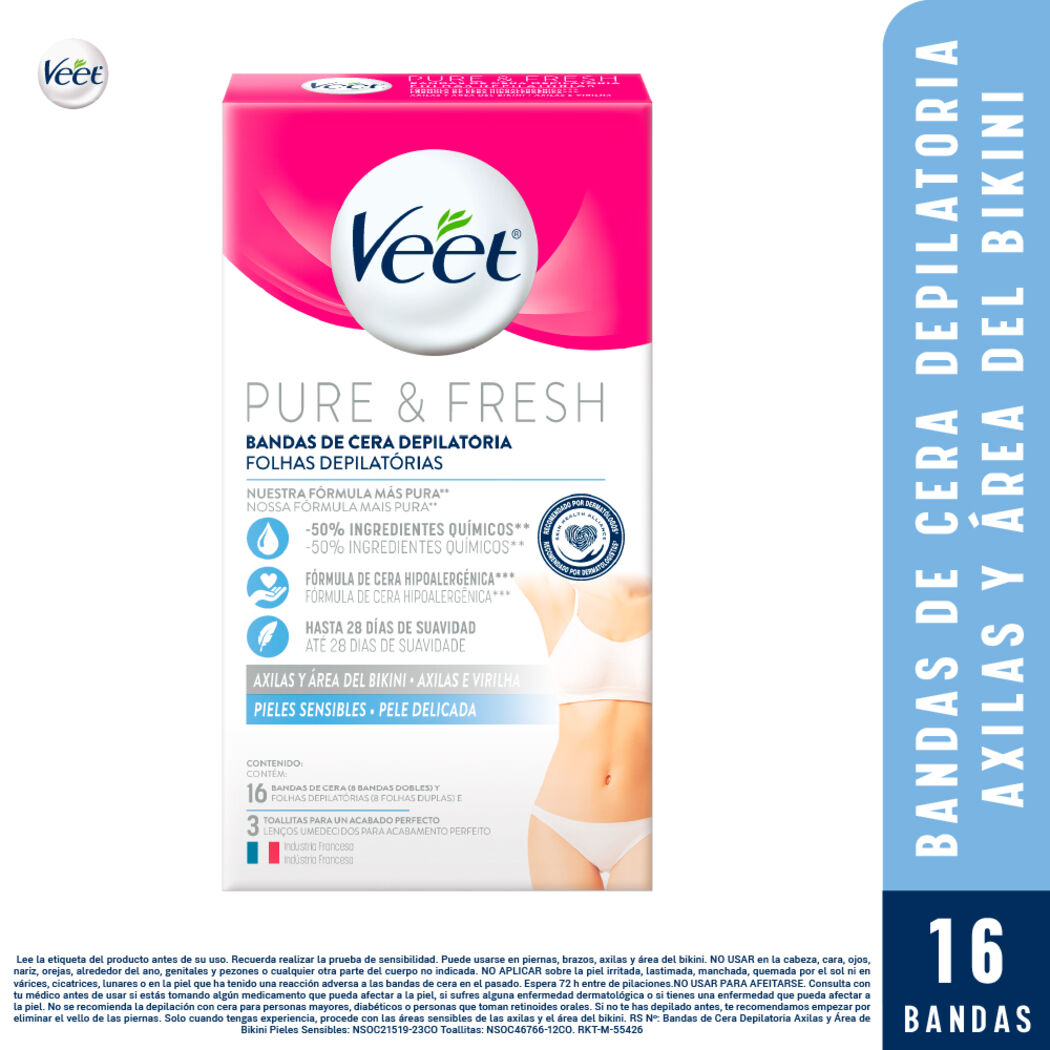 Veet Banda Depilatoria Axila & Bikini Piel Sensible 16 Unidades