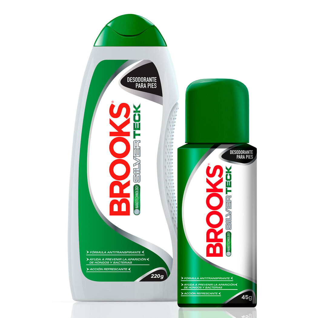 Brooks Talco Polvo Silver 220g + Talco Spray Silver 45g