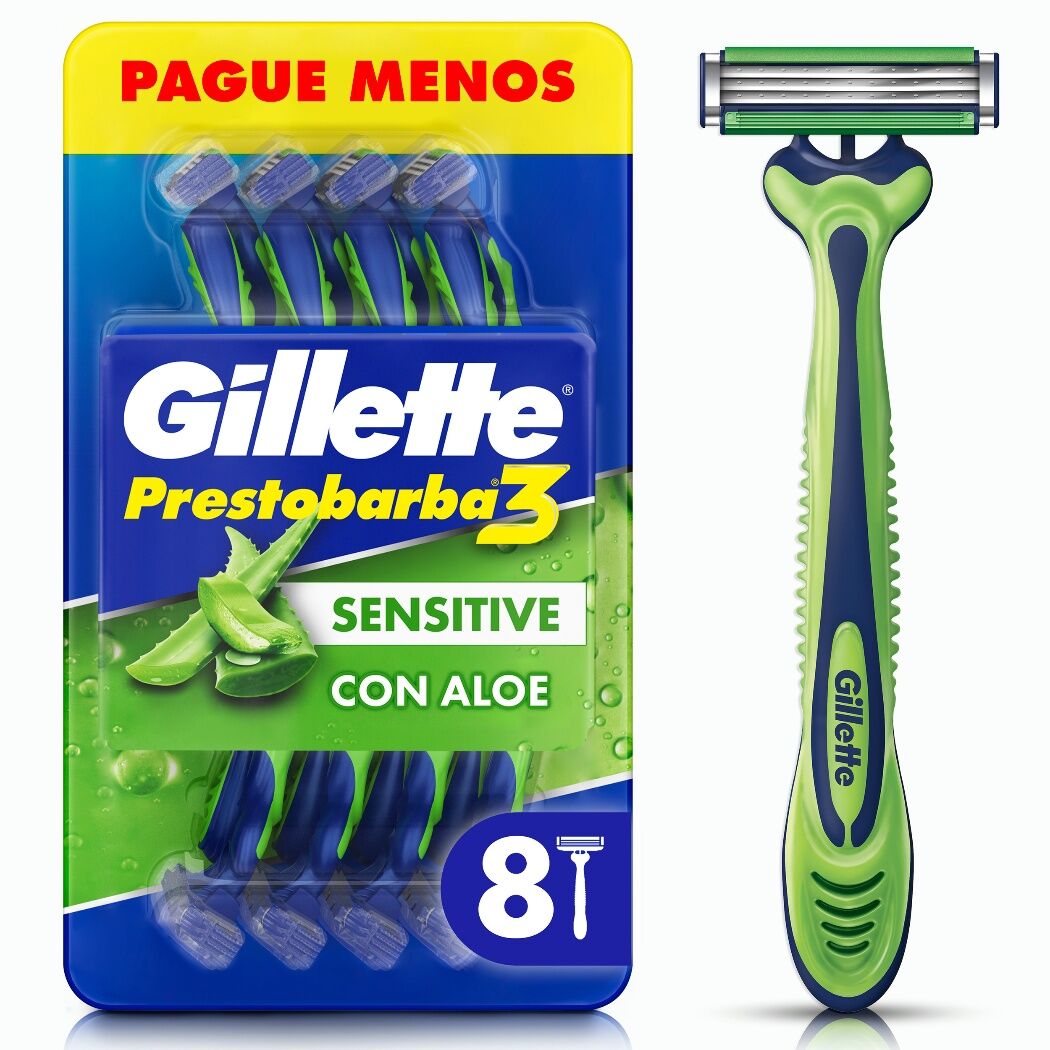 Máquina de Afeitar Gillette Prestobarba3 Sensitive 8 Unidades