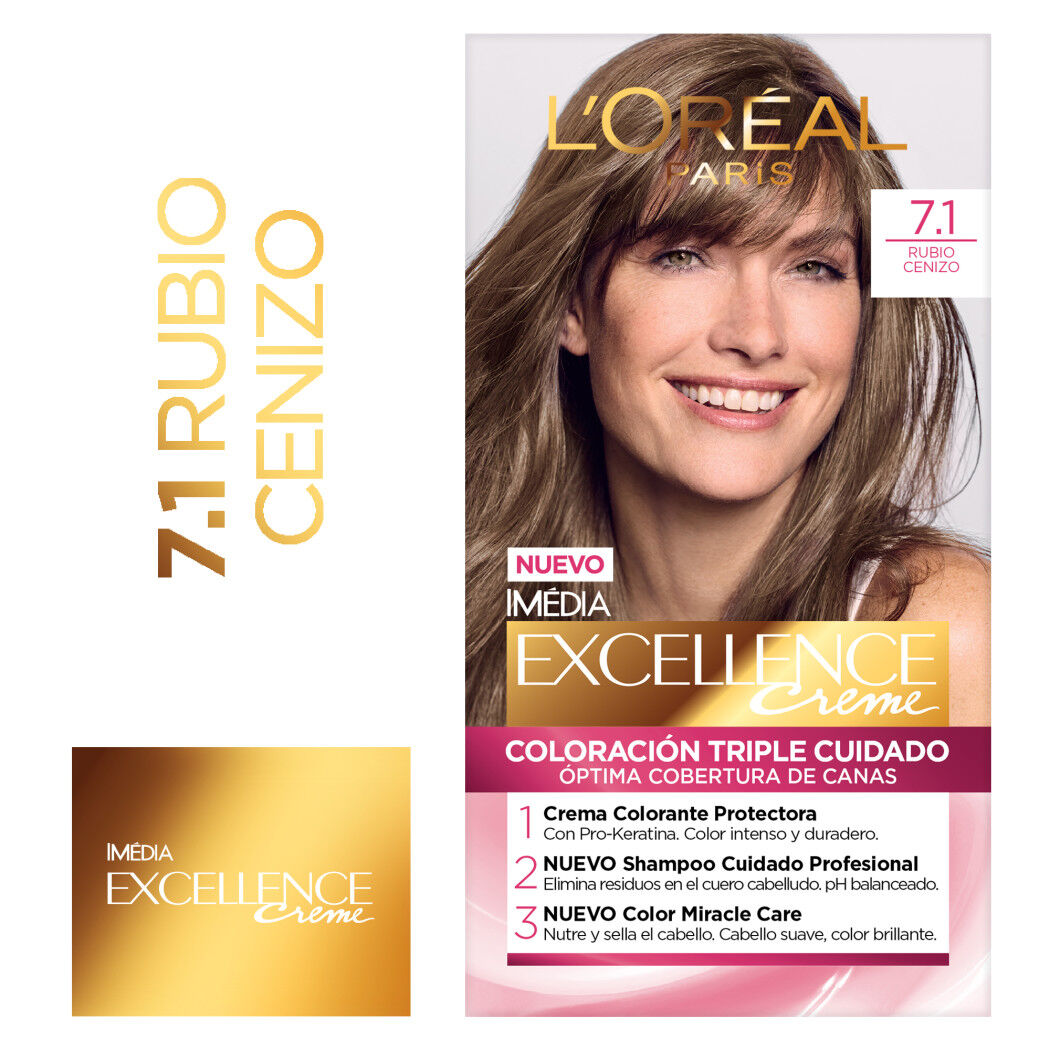 Tintura Excellence Creme 7.1 Rubio Cenizo