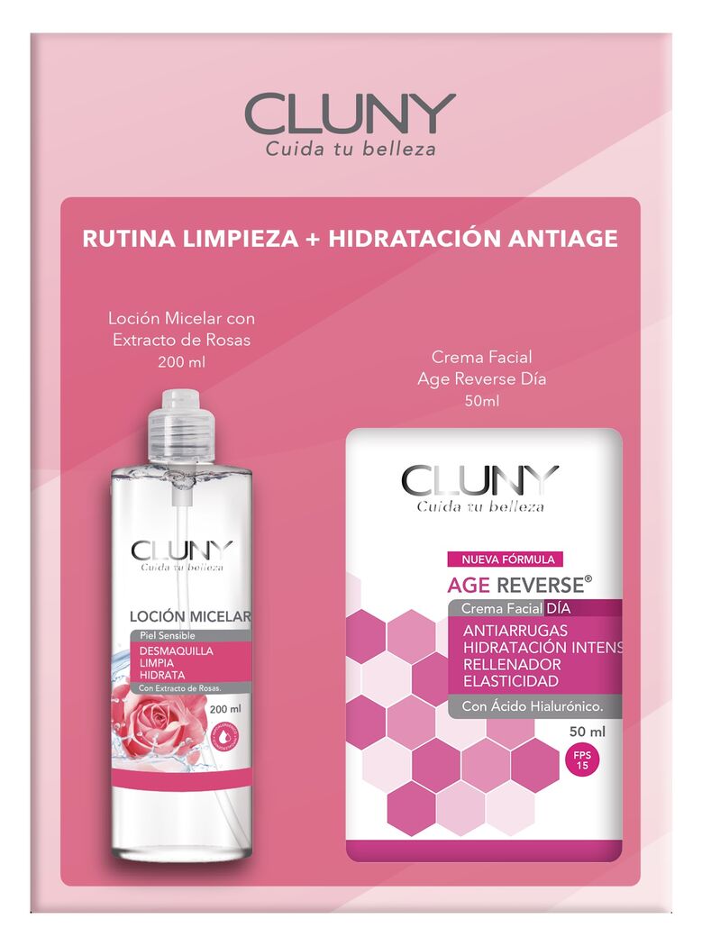 Pack Cluny Age Reverse Crema Facial Día 50ml + Loción Micelar 200ml