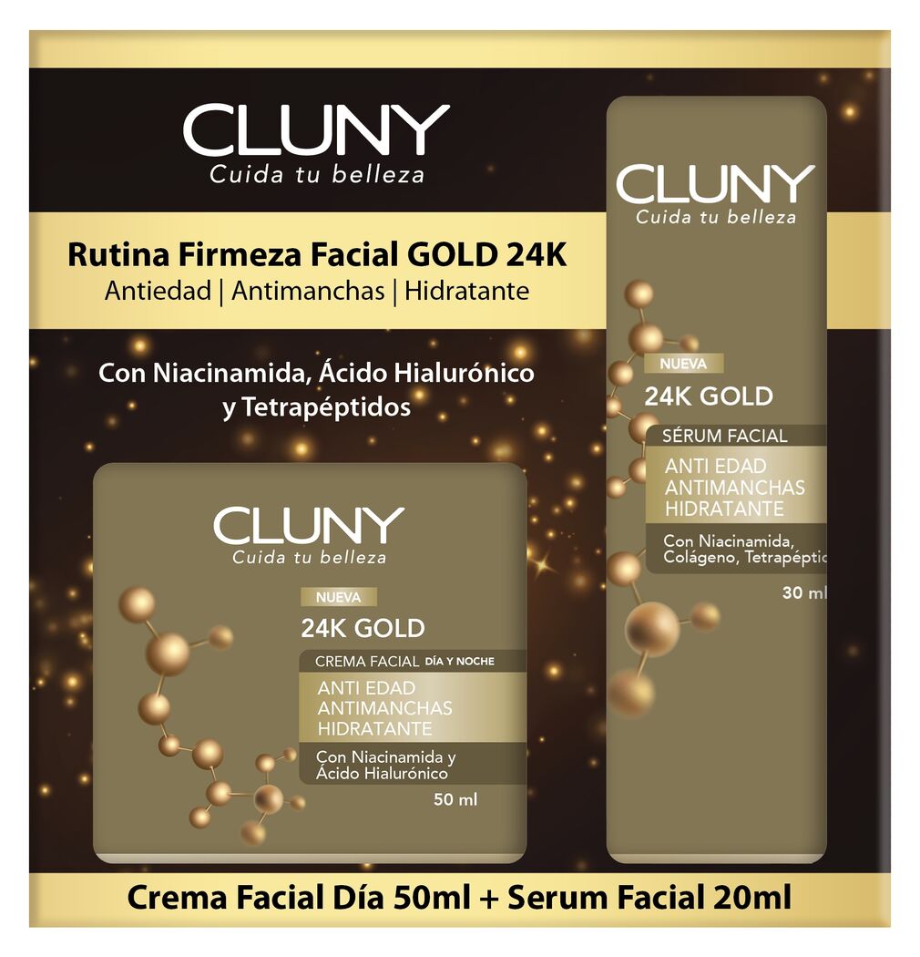Pack Cluny Gold 24 K Antiedad Crema Facial 50ml + Sérum Facial 20ml