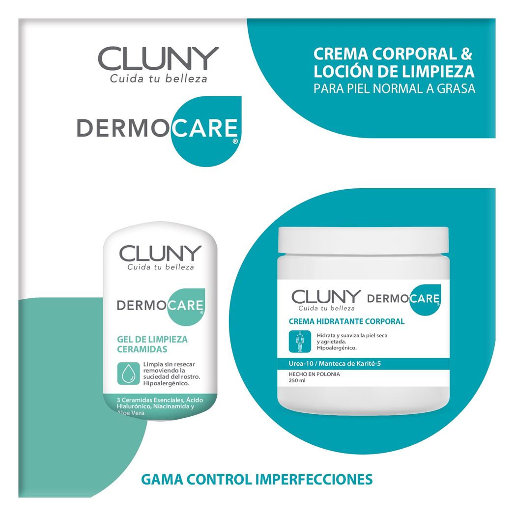 Pack Cluny Dermo Care Crema Corporal 250ml + Dermo Care Gel de Limpieza 400ml