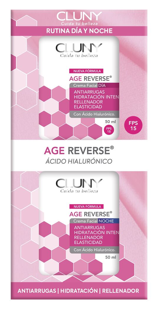 Pack Cluny Age Reverse Ácido Hialurónico Crema Facial de Día 50ml + Crema Facial Noche Ácido 50ml
