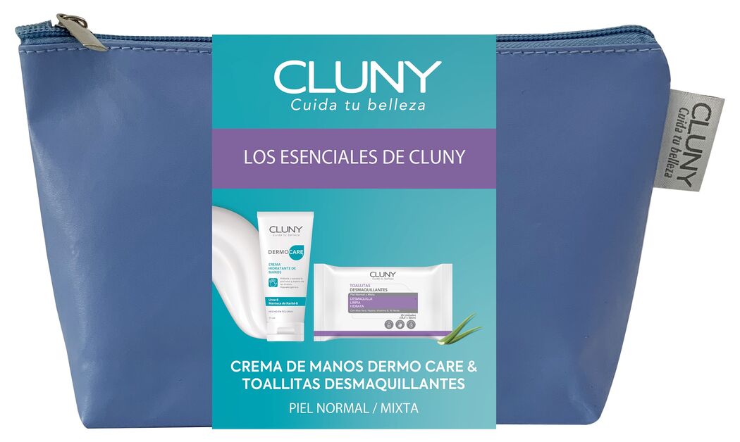 Pack Cluny Dermo Care Crema de Manos 75ml + Toallitas Desmaquillantes con Cosmetiquero