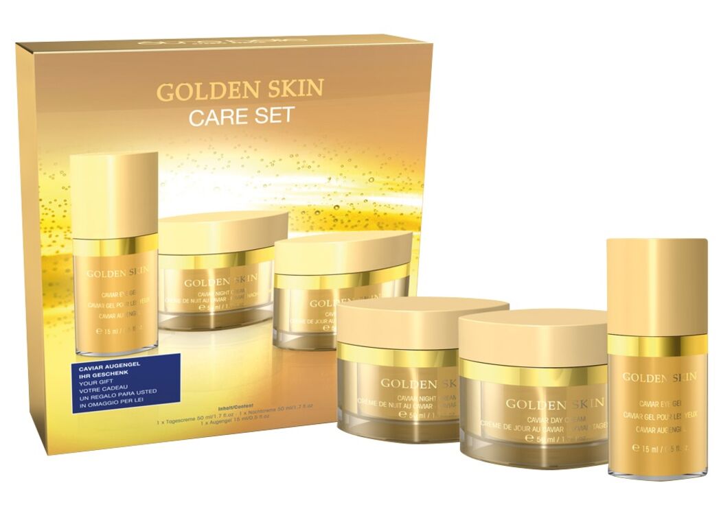 Estuche Golden Skin Care Set Crema Caviar Día 50ml + Crema Caviar Noche 50ml + Serúm Revitalizante Caviar Lifting 15ml