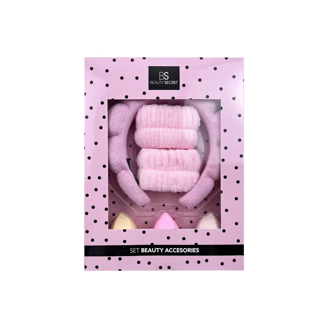 BS Beauty Secret Coral Headband 1 + Fleece Hair Band 2 + Sponges 3