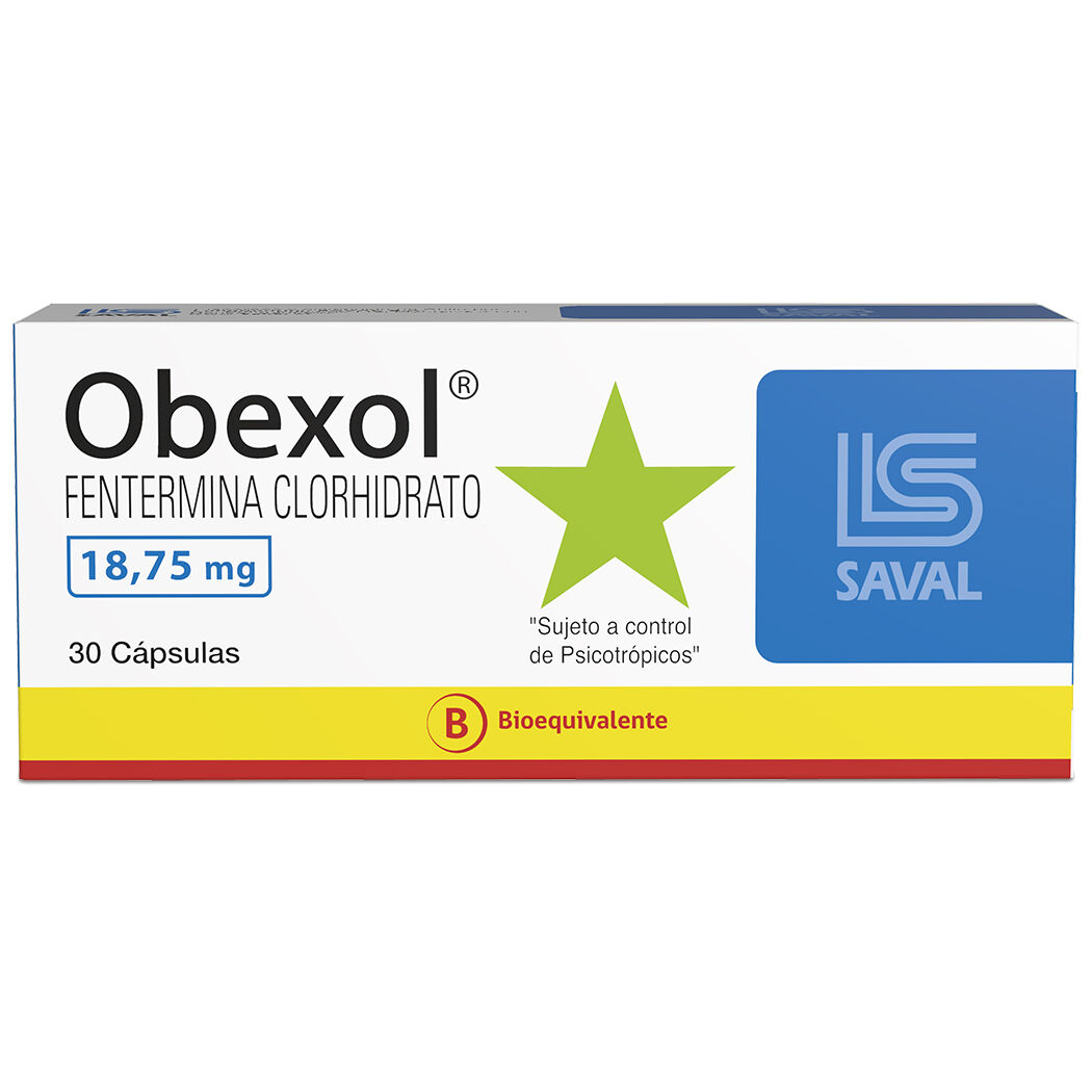Obexol Fentermina 18.75mg 30 Cápsulas