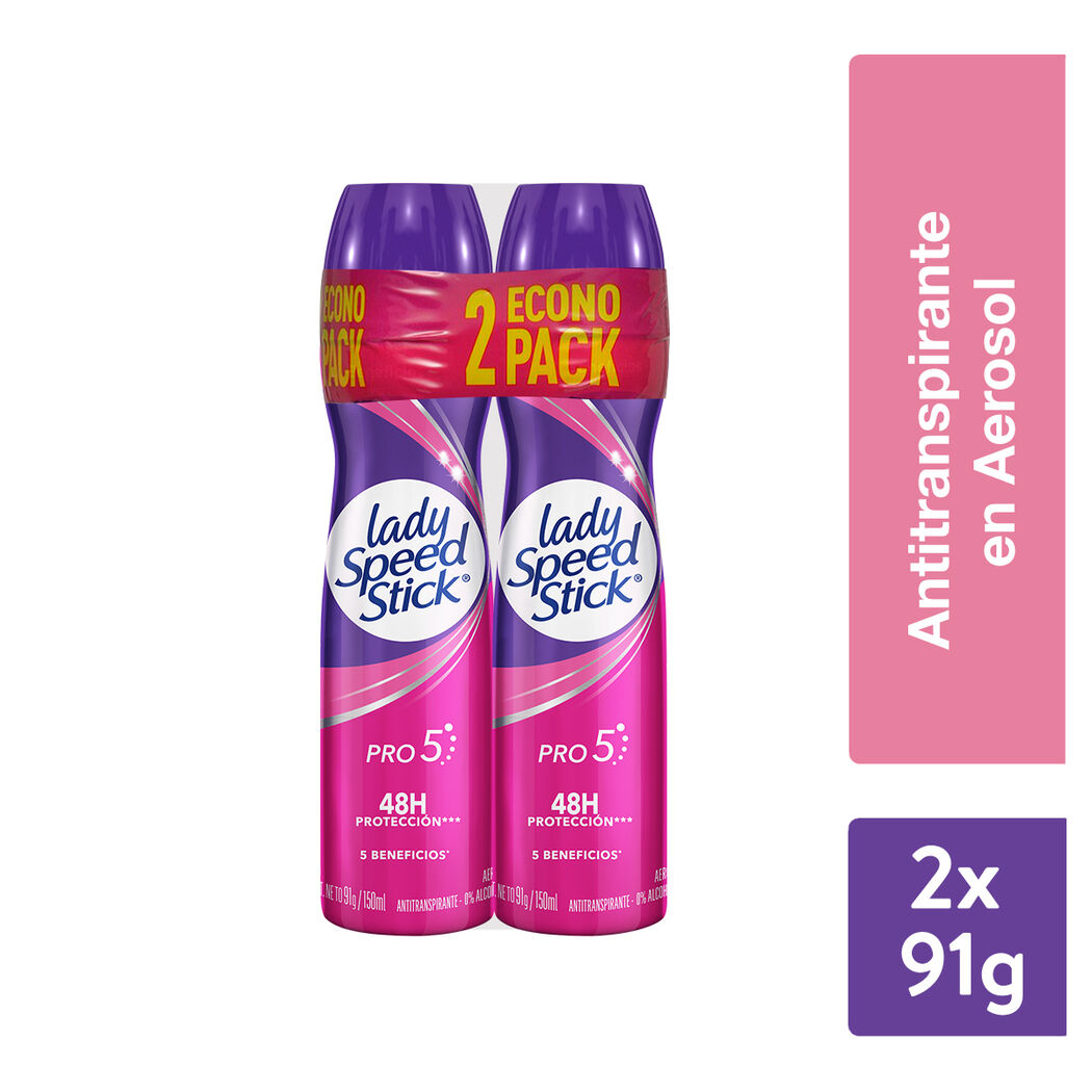 Desodorante En Spray Lady Speed Stick Pro 5 91g  2 Unidades