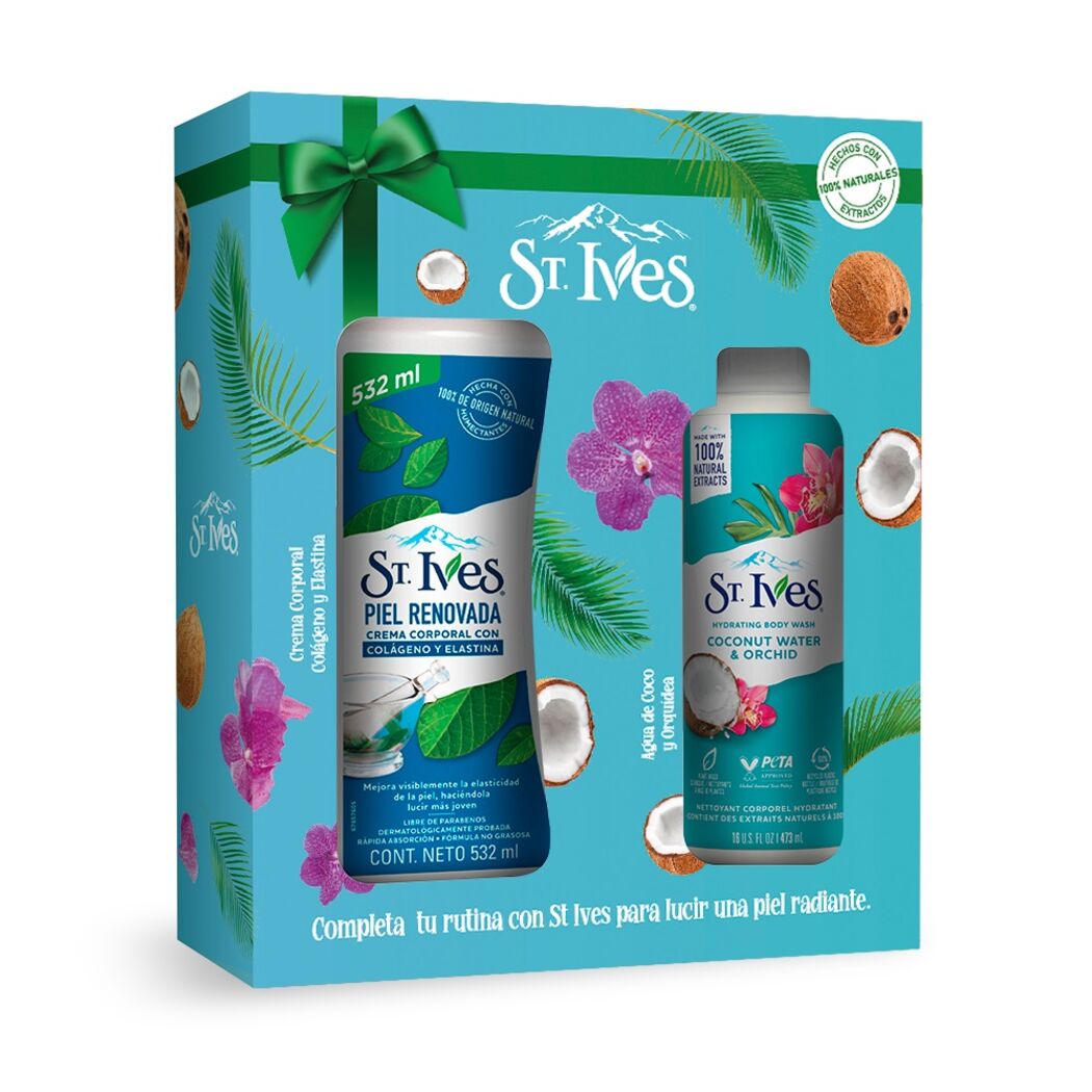 Pack St. Ives Crema Elastina 532ml + Body Wash Agua Coco