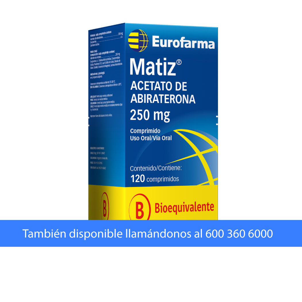 Matiz (B) Acetato Abiraterona 250mg 120 Comprimidos