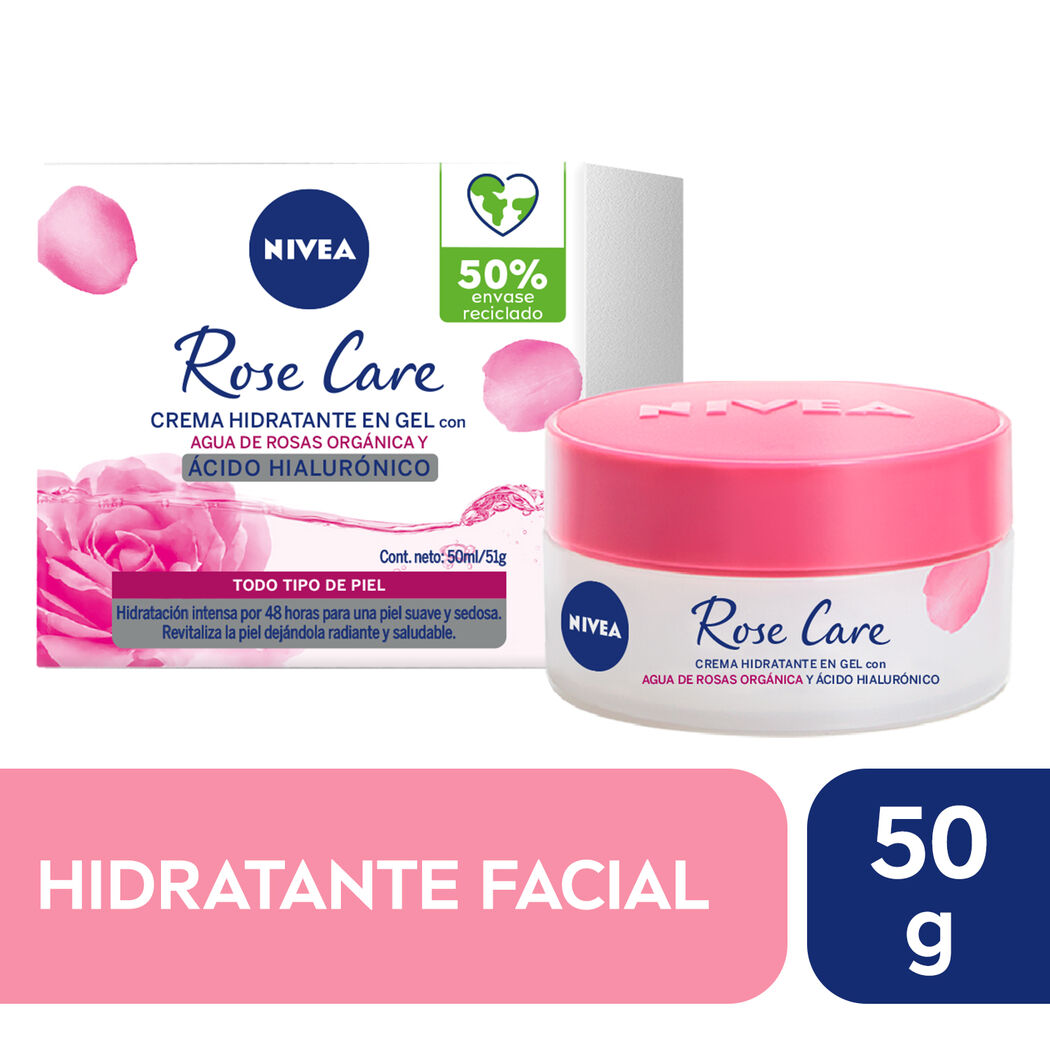 NIVEA Gel Crema Hidratante Facial Agua De Rosas Rose Care 50ml