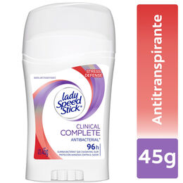 Desodorante en Barra Lady Speed Stick Clinical Complete Antibacterial Stress Defense 45g