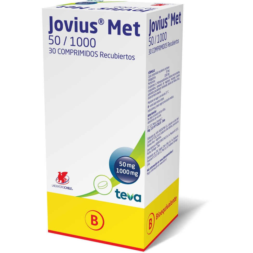 Jovius Met (B) 1000/50 Metformina / Vildagliptina 30 Comprimidos Recubiertos