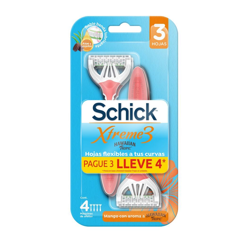 Máquina de Afeitar Schick Xtreme3 Hawaiian Mujer 4 Unidades