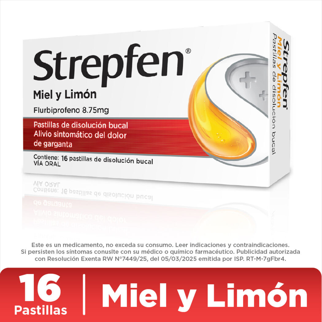 Strepfen Flurbiprofeno 8.75mg Miel y Limón 16 Comprimidos