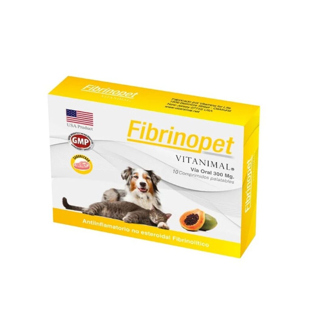 Vitaminal Fibrinopet 300mg Saborizado 10 Comprimidos Palatables