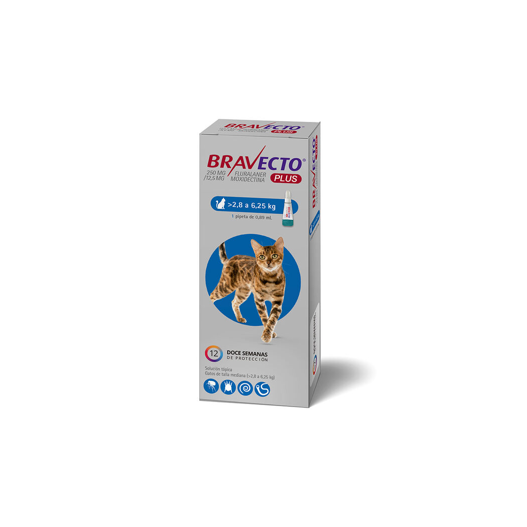 Bravecto Gato Plus 2.8 a 6.25kg Pipeta 0.4ml
