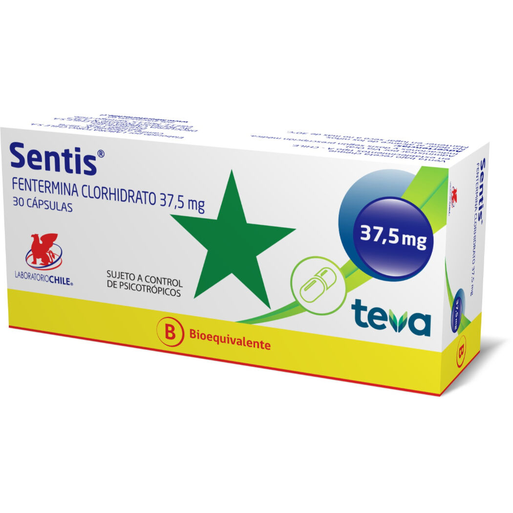 Sentis (B) Fentermina 37.5mg 30 Cápsulas