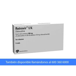 Retrovir Zidovudina 200mg/20ml Inyectable 5 Ampollas
