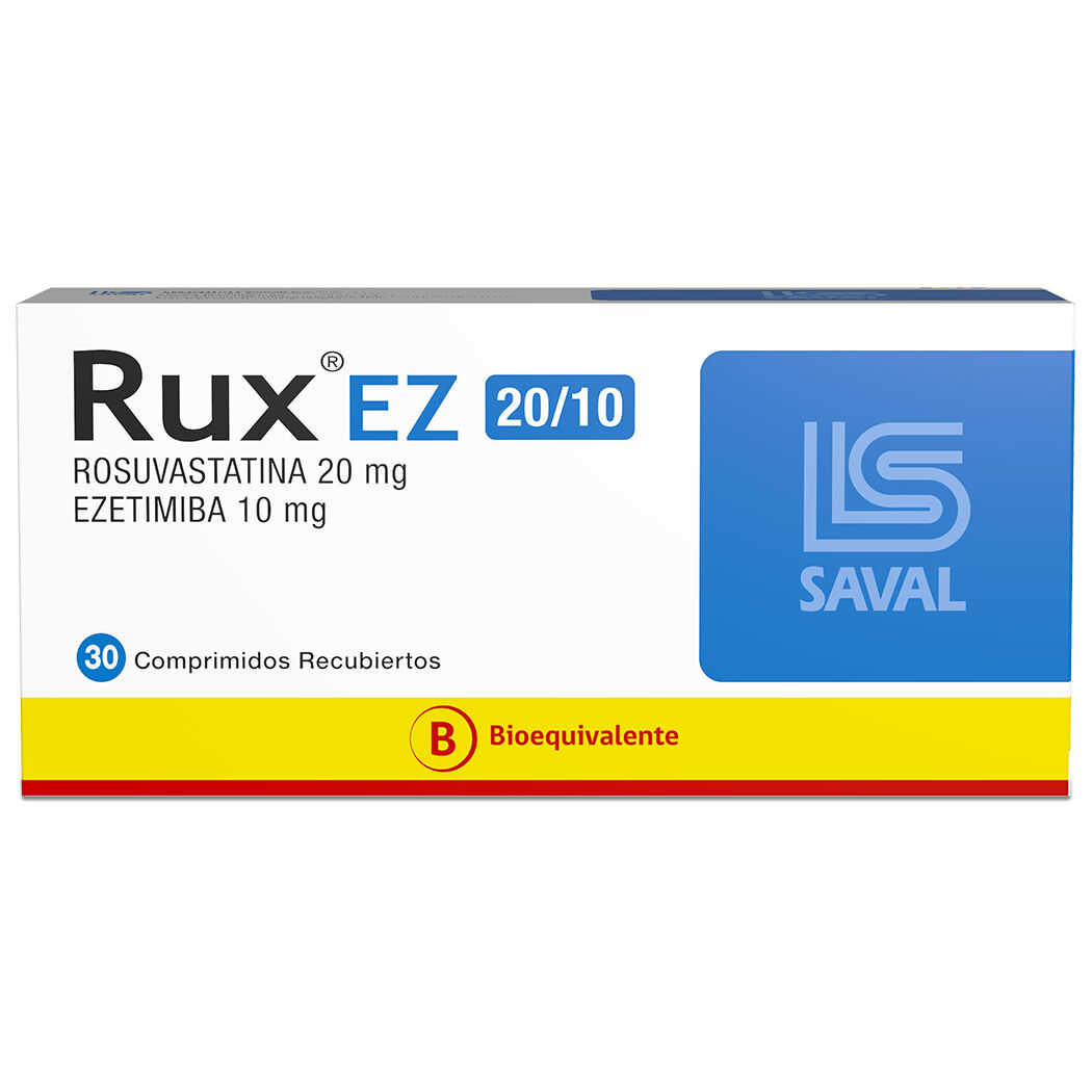 Rux Ez (B) Rosuvastatina 20mg Ezetimiba 10mg 30 Comprimidos