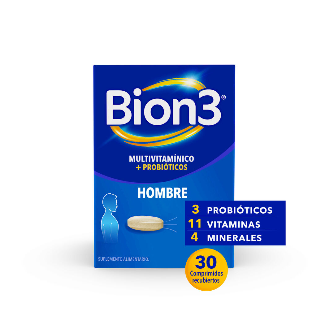 Bion3 Hombre Mutivitamínico con Probioticos 30 Comprimidos Recubiertos