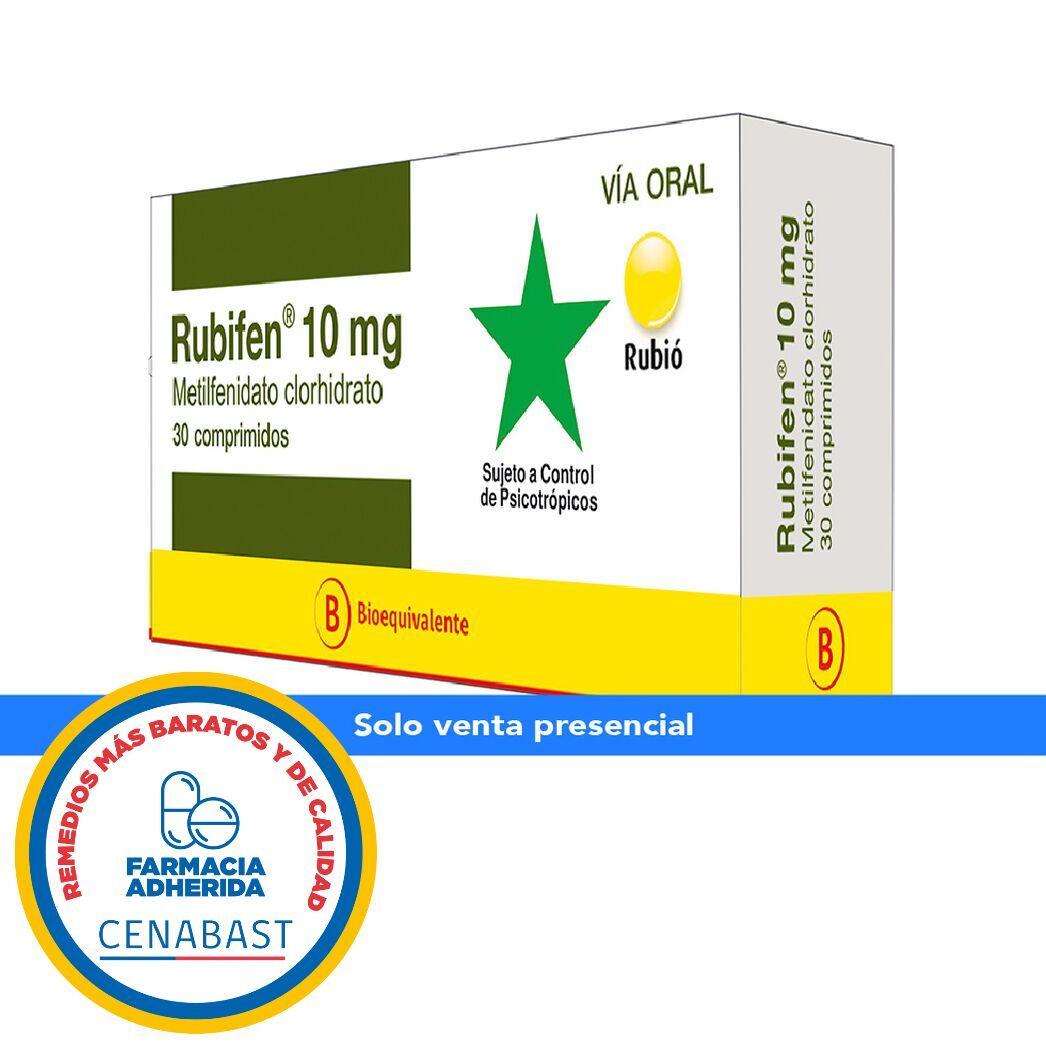 Rubifen (B) Metilfenidato 10mg 30 Comprimidos