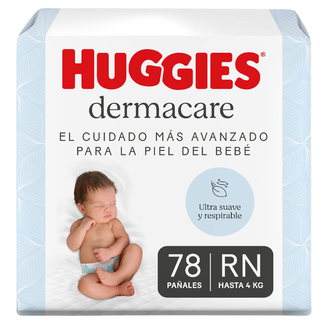 Pañales Huggies Dermacare Etapa 0/RN Con Corte Umbilical 78 Unidades