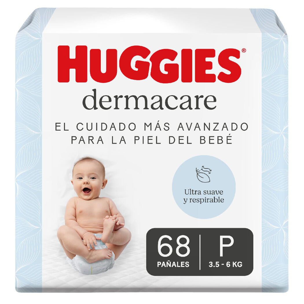 Pañales Huggies Dermacare Etapa 1/P Cuidado Mas Avanzado para la Piel 68 Unidades