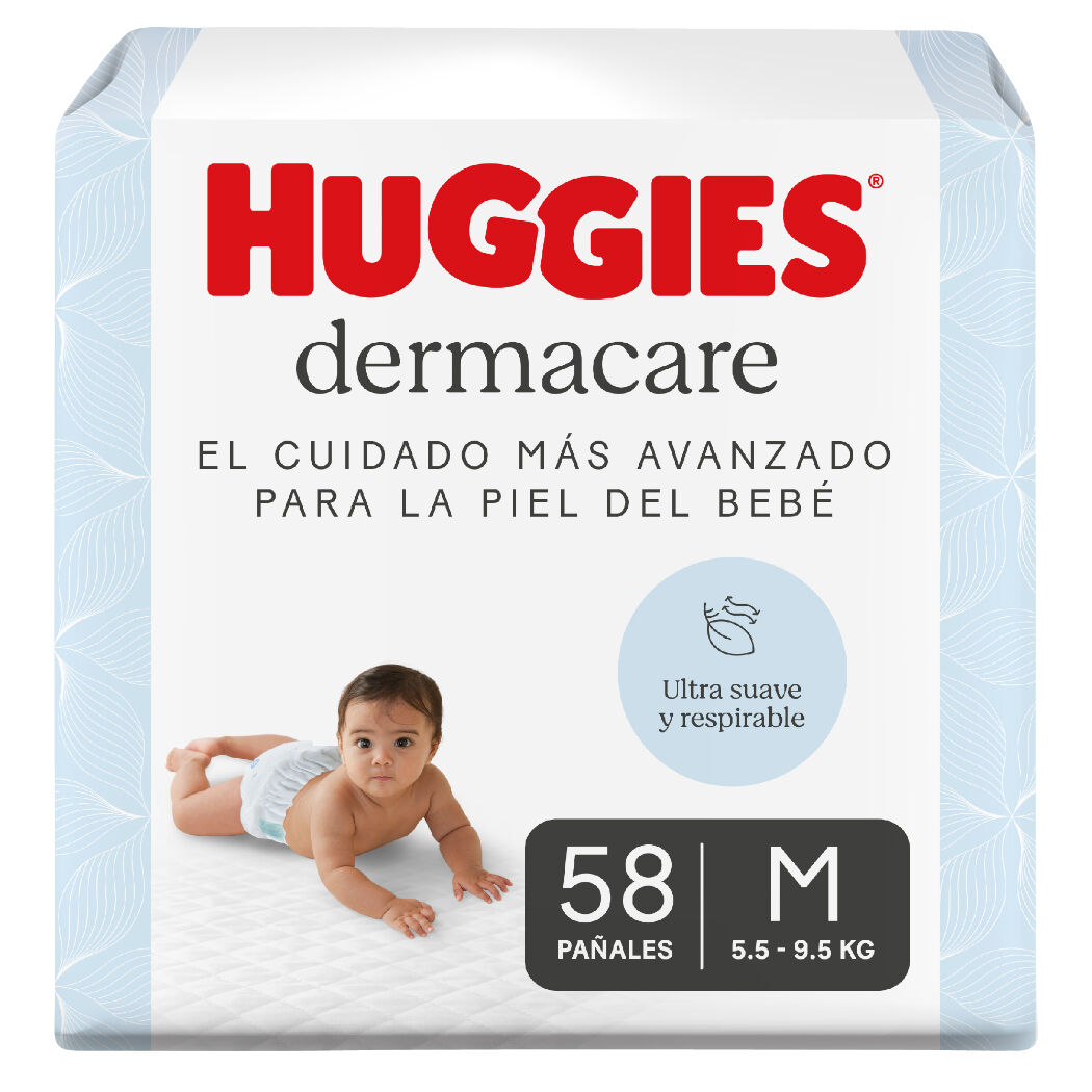 Pañales Huggies Dermacare Etapa 2/M Cuidado Mas Avanzado para la Piel 58 Unidades