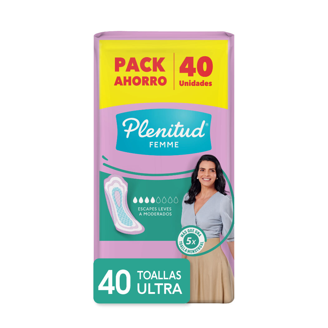 Toallas Incontinencia Plenitud Nocturna 40 Unidades