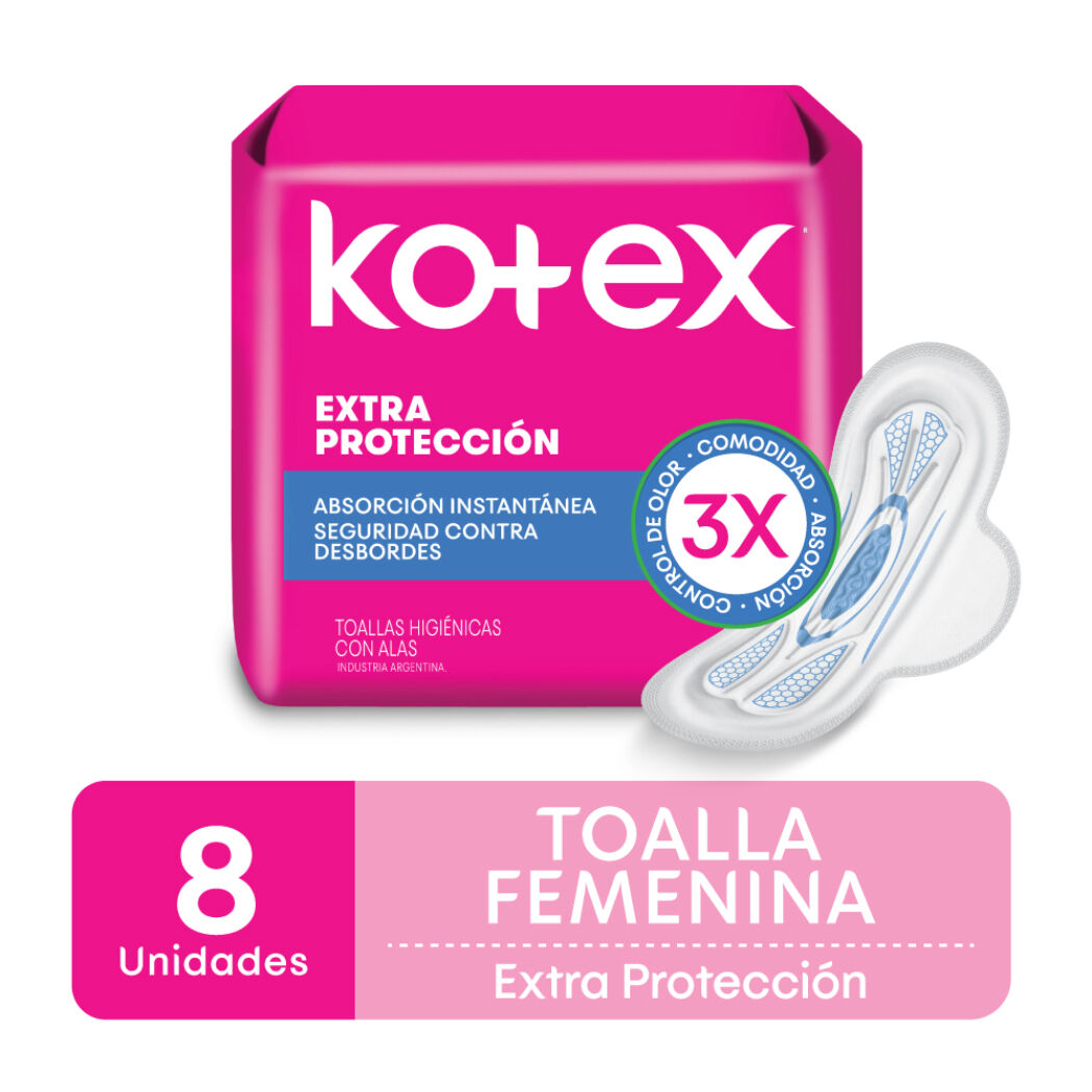 Toalla Femenina Kotex Extra Protección 8 Unidades
