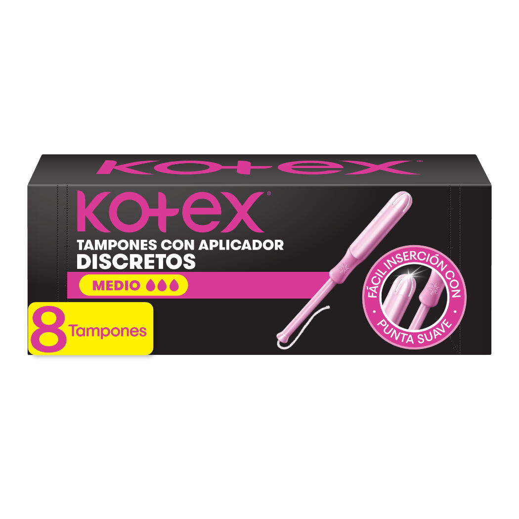 Tampones Kotex Medio con Aplicador 8 Unidades