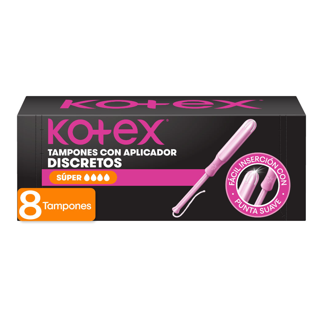 Tampones Kotex  Super con Aplicador 8 Unidades