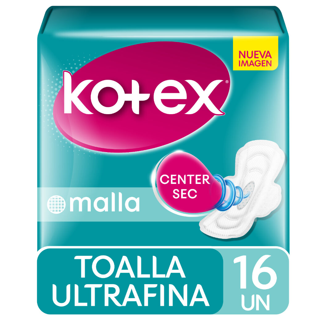 Toalla Higiénica Kotex Ultrafina Malla 16 Unidades