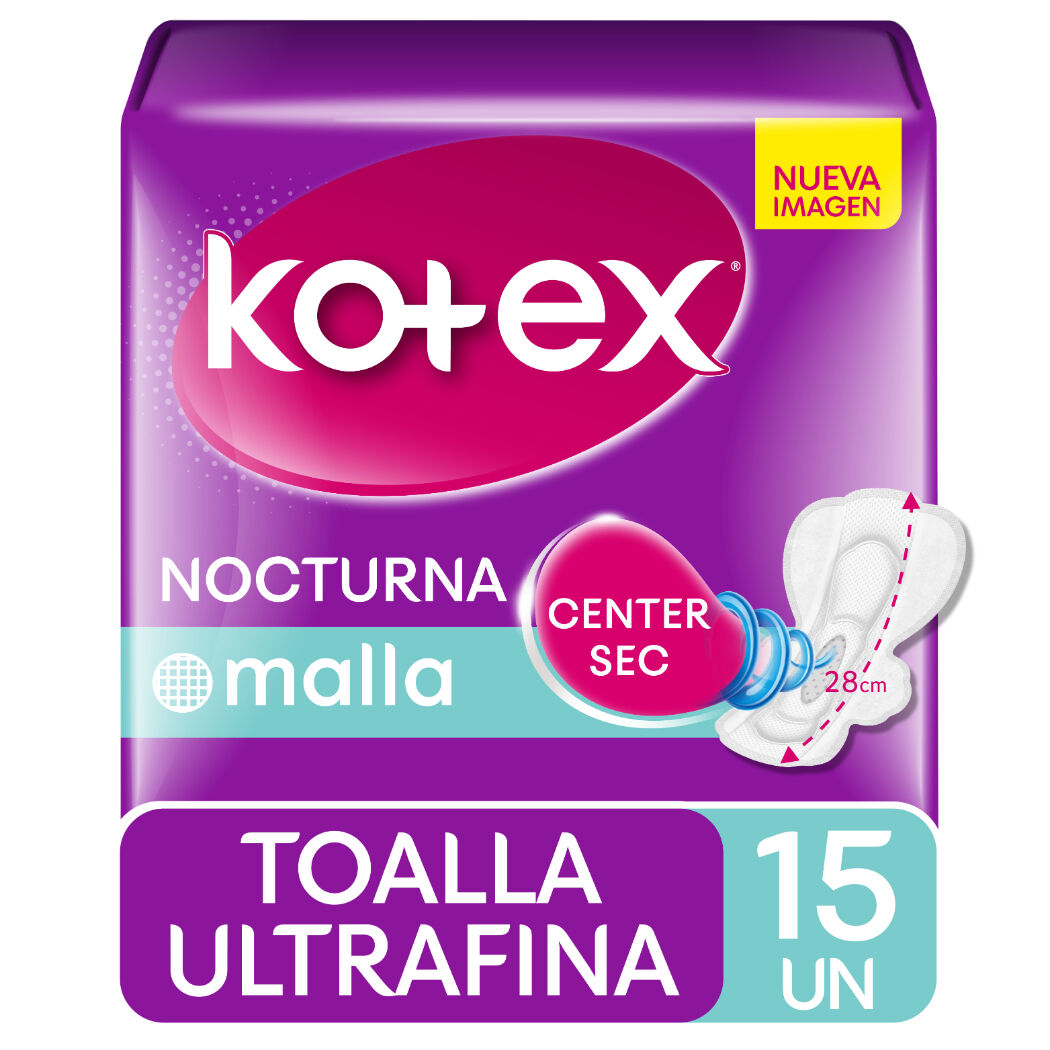Toalla Higiénica Kotex Ultrafina Nocturna 15 Unidades