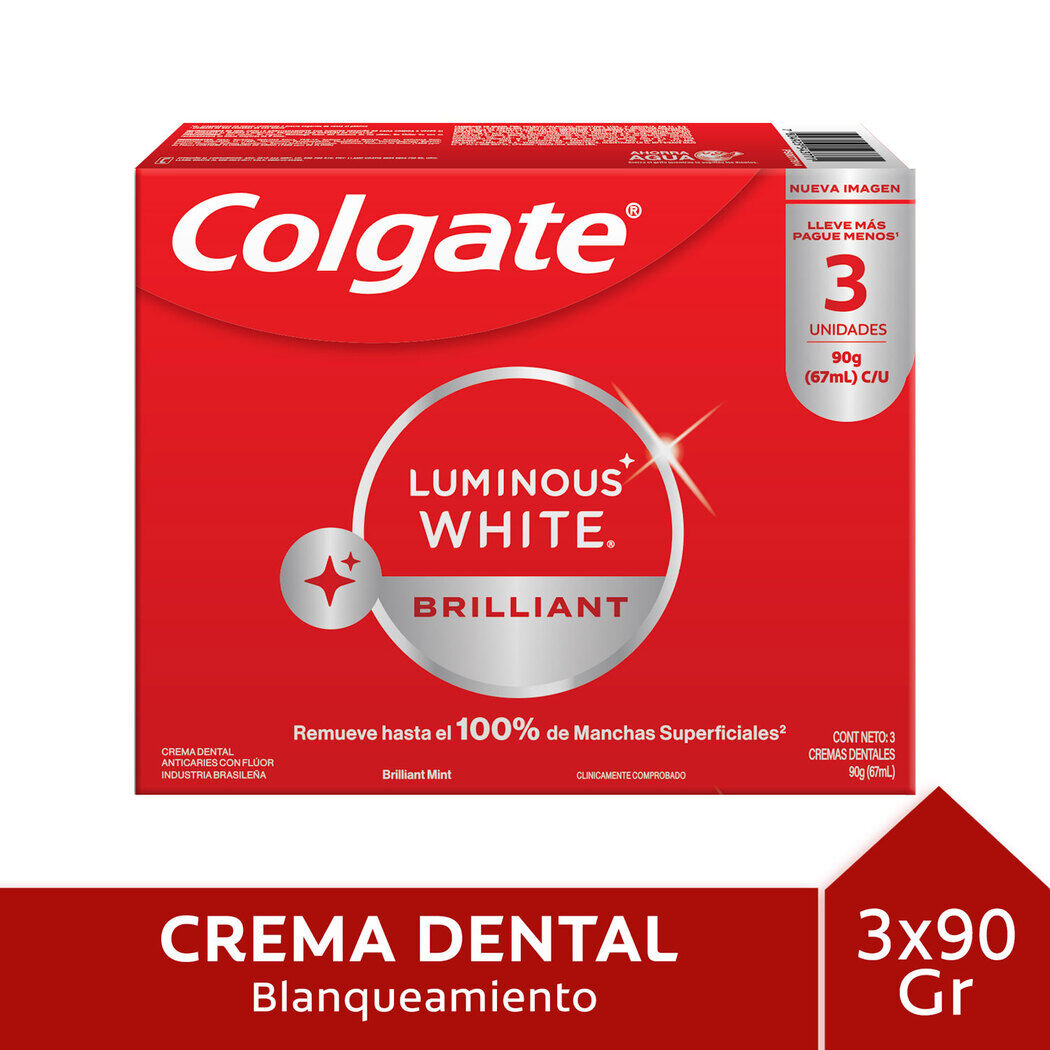 Pasta Dental Luminous White 90g 3 Unidades