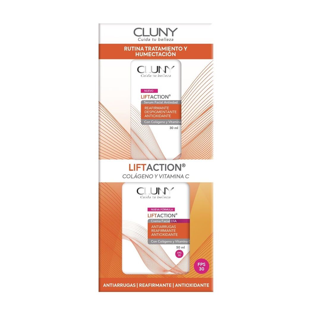 Pack Cluny Liftaction Crema Facial Día 50ml +  Sérum Facial Vitamina C 10ml