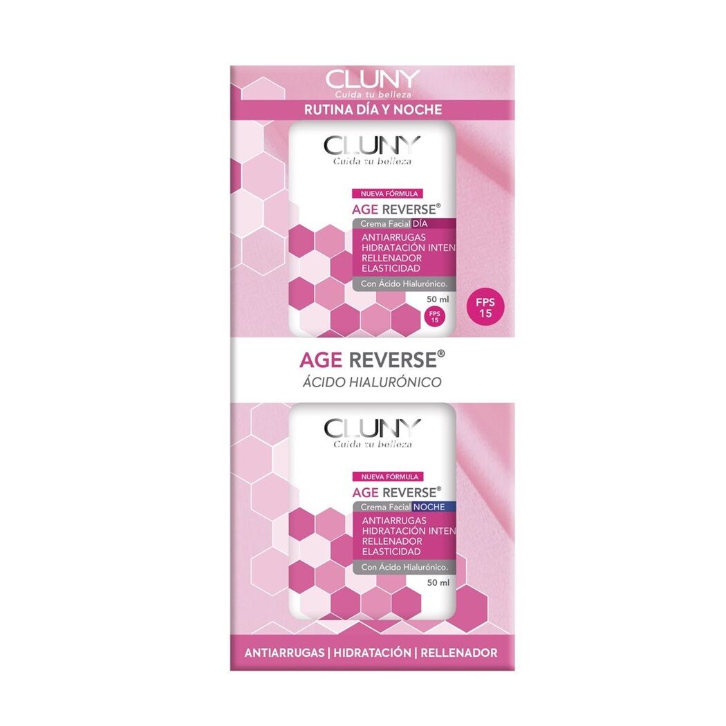 Pack Cluny Age Reverse Ácido Hialurónico Crema Facial de Día 50ml + Crema Facial Noche Ácido 50ml