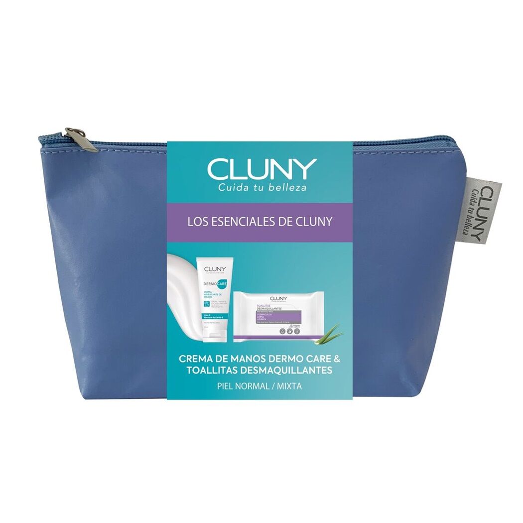 Pack Cluny Dermo Care Crema de Manos 75ml + Toallitas Desmaquillantes con Cosmetiquero