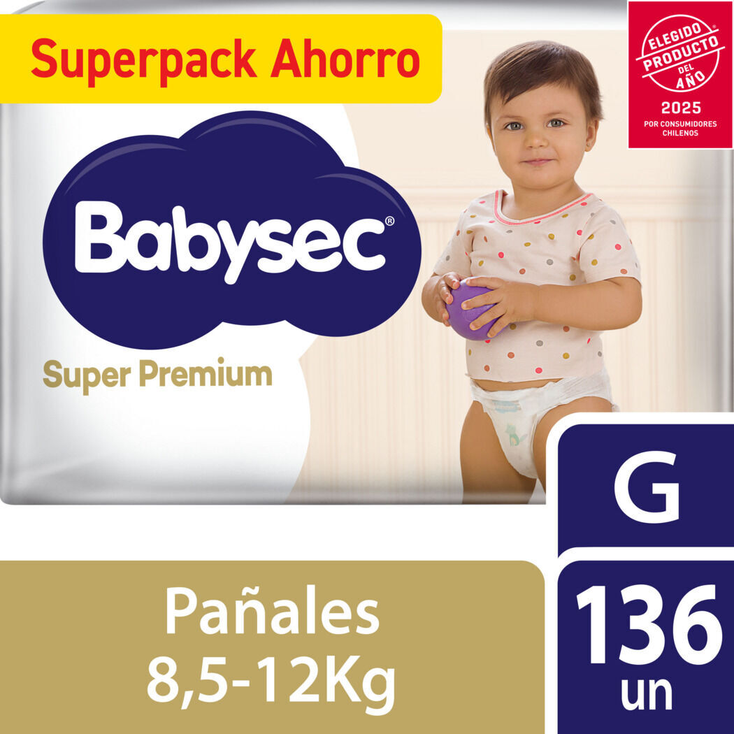 Pañales de Bebé Babysec Super Premium 136 unidades G
