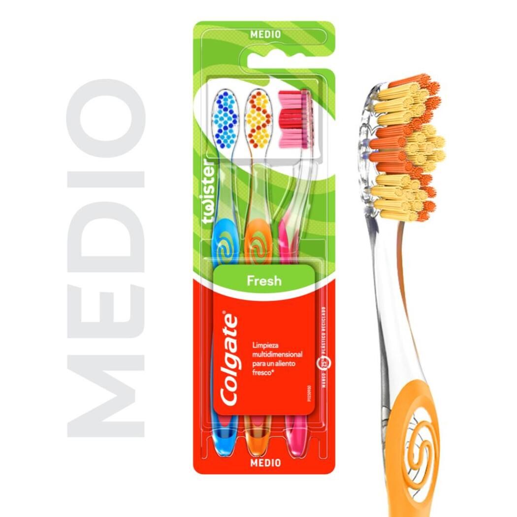 Cepillo de Dientes Colgate Twister Medio 3 Unidades