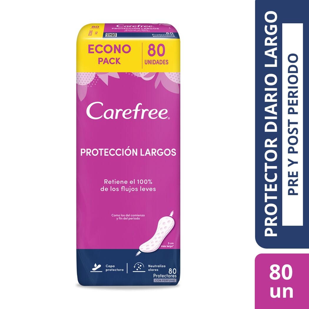 Protectores Diarios Carefree Protección Largos 80 Unidades