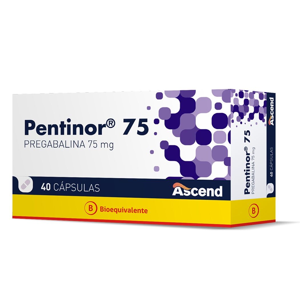 Pentinor (B) Pregabalina 75mg 40 Cápsulas
