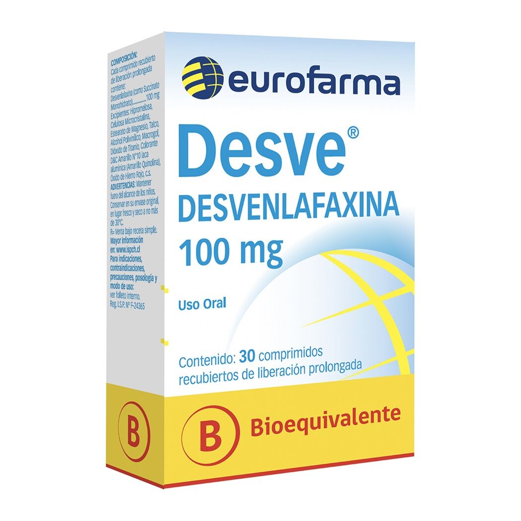 Desve (B) Desvenlafaxina 100mg 30 Comprimidos Prolongados