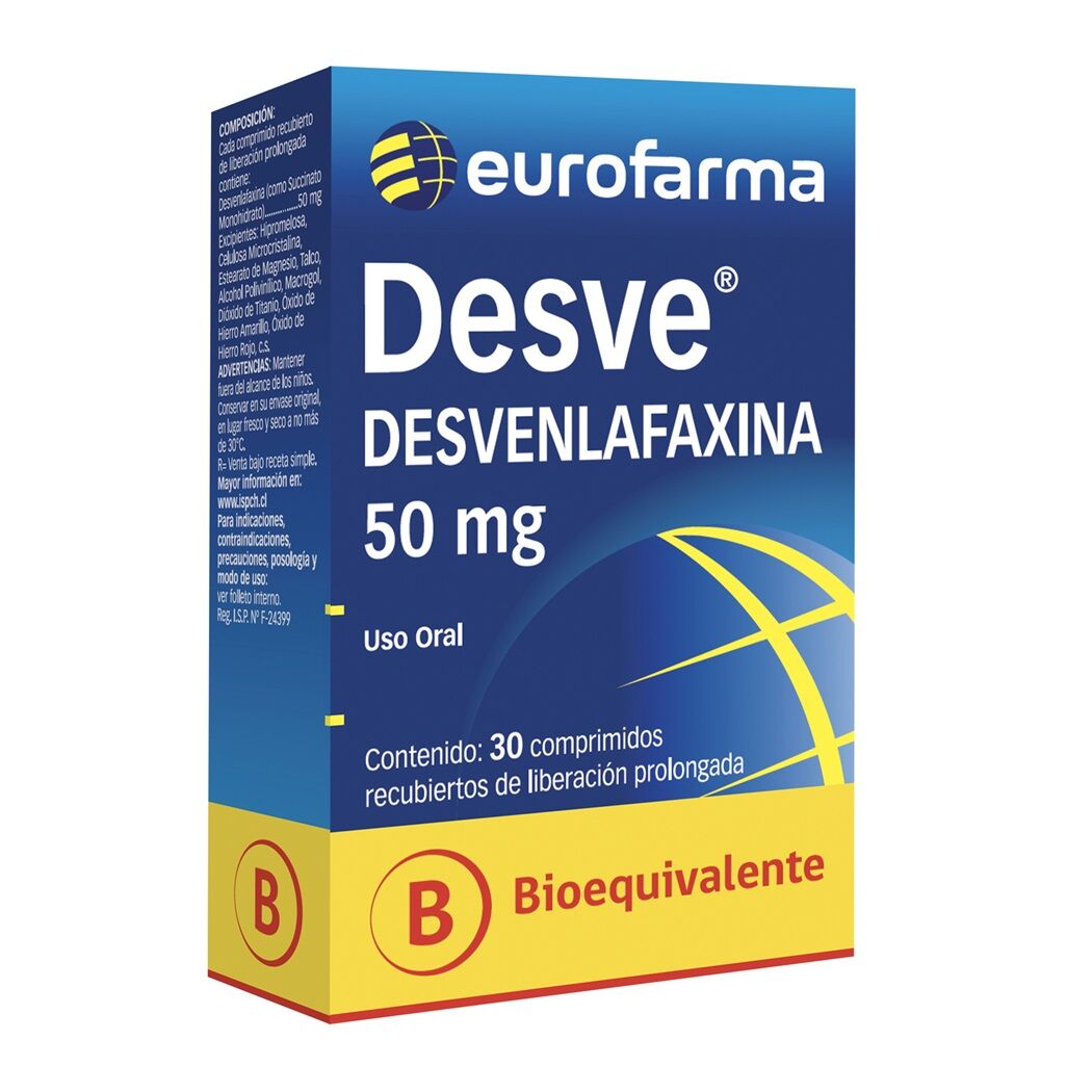 Desve (B) Desvenlafaxina 50mg 30 Comprimidos Prolongados